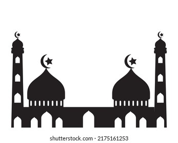 Islamic Mosque silhouette icon logo template, Mosque icon vector Illustration design template
