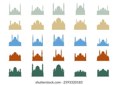 Islamic Mosque Silhouette Icon Set