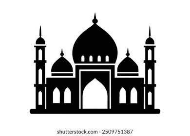 islamic mosque silhouette vector art illustration.