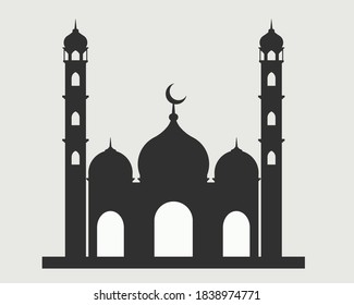 Islamic Mosque Silhouette Vector Black White Stock Vector (Royalty Free ...