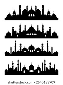 islamic mosque silhouette vector collection