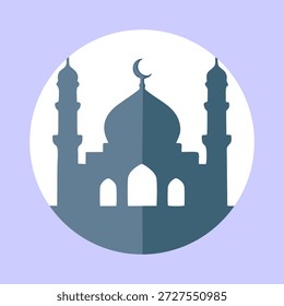 Icono de Vector de silueta de mezquita islámica para conceptos de religión musulmana, oración y Lugares famosos culturales.