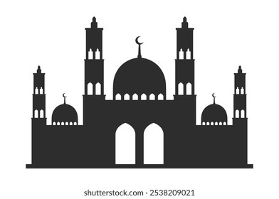 Silhueta da mesquita islâmica. Ilustração vetorial. Isolado em um fundo branco.