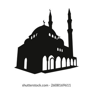 Islamic Mosque Silhouette Vector Illustration – Black and White Minimalist Design