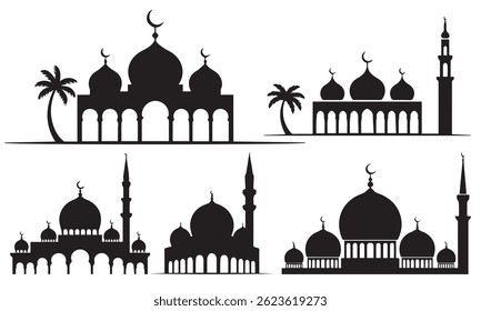 Islamic Mosque Silhouette Vector Illustration