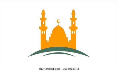 Islamic Mosque Silhouette Vector Set, Ramadan and Eid Mubarak Elements