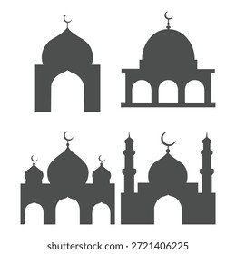 Colección de siluetas de mezquita islámica para el Ramadán