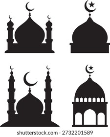 Islamische Moschee Silhouetten mit Halbmond und Stern religiöse Architektur Symbole