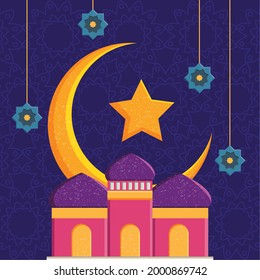 islamic mosque and stars illustration