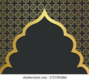 Islamic mosque, Template Background, Pattern, Grey and Gold Colour