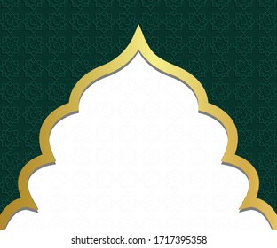 Islamic mosque, Template Background, Pattern, Green and Gold Colour