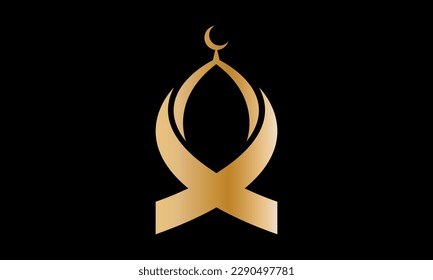 Islamische Moschee-Grab abstrakte Monogramm-Vektorvorlage