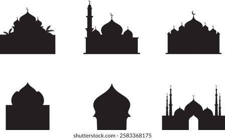 Islamic mosque vector art silhouette. Islamic symbols.