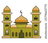 Islamic mosque vector design illustration with Ramadan, Isra Mi'raj, Eid al-Fitr and Eid al-Adha themes. Ramadan Mosque Silhouette Vector, Mosque Graphic Design Template Vector, Masjid Clipart logo