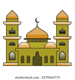 Islamic mosque vector design illustration with Ramadan, Isra Mi'raj, Eid al-Fitr and Eid al-Adha themes. Ramadan Mosque Silhouette Vector, Mosque Graphic Design Template Vector, Masjid Clipart logo