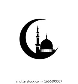 Islamic Mosque vector icon. filled flat sign for mobile concept and web design. Islamic moon and mosque glyph icon. Symbol, logo illustration. Vector illustration. EPS10