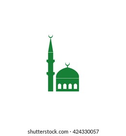 Islamic mosque. Vector icon green
