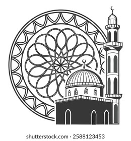 Islamic Mosque Vector Illustration with Geometric Patterns