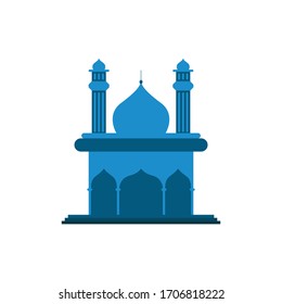 Islamic Mosque Vector Illustration On White Background. 
Flat Design Style. Modern Style Illustration. EPS10 Editable.