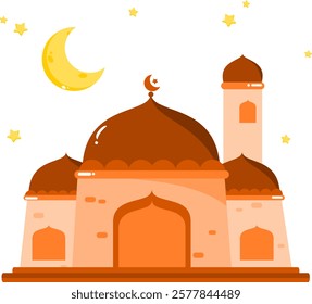 Islamic mosque vector. Ramadan Kareem. Architecture illustration, Happy Eid Mubarak. Handphone drown icon