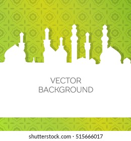 Islamic mosque vector silhouette background with pattern 