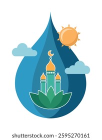 Islamic Mosque in Water Drop