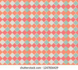 Islamic Mosque Window Vector Seamless Pattern. Ramadan mubarak muslim background. Traditional ramadan mosque vector pattern with gold grid. Cool islamic window grid design of lantern shapes tiles.