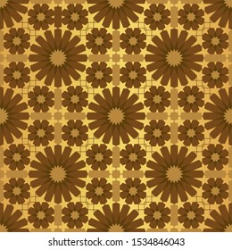Islamic motif gold tile pattern. Luxury decorative geometric design. 