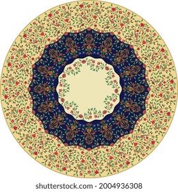 Islamic mughal floral circle design traditional illustration. round pattern