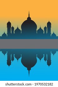 Islamic for Muslim Holidays. The background of Ramadan Kareem Eid Al-Fitr the background of the mosque's silhouette and its shadow