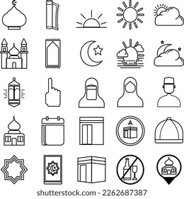 Islamic and Muslim Icon in Line Style for any Purpose, Perfect for Persentation About Islamic Event or used for other things