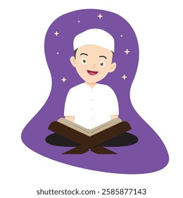 Islamic Muslim illustration reading the qur'an