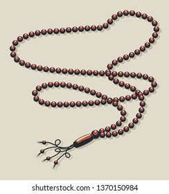 Islamic Muslim Prayer Beads Isolated Drawing