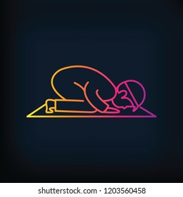 Islamic Muslim Praying Monoline Icon Vector Illustration Eps.10