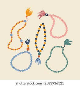 Islamic Muslim Religion Tasbih Prayer Beads Illustration