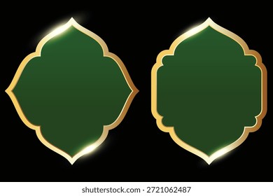 Islamischer Namensschild oder Etikettenrahmen mit grüner Goldlinie