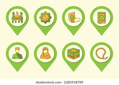 islamic navigation position pin pointer collection vector graphic
