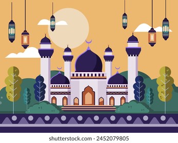 Islamic new year background flat illustration