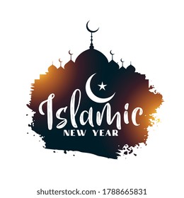 islamic new year background with mosque design