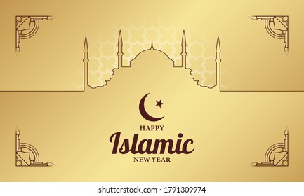 Antecedentes del Año Nuevo Islámico. Ilustración vectorial.