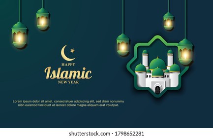 Islamic New Year Background. Vector Illustration.