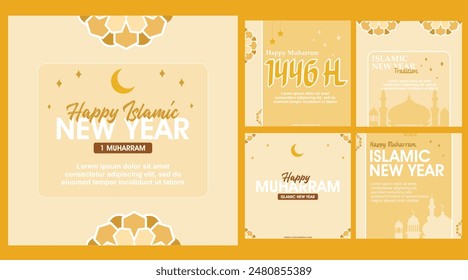 Islamic New Year festival greeting poster design for social media posts