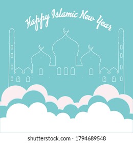 Islamic New year Flyer in simple Background