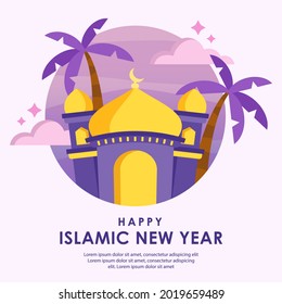 Islamic new year greeting with flat style