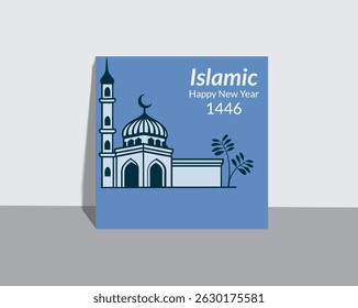 Año Nuevo islámico o Hijri Año Nuevo Eid, dando la bienvenida al año Nuevo, estilo árabe Collage de Elementos de Imagen y Vector, traducción árabe alto detalle imagen de feliz Muharram (Feliz año Nuevo islámico)