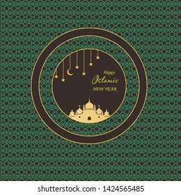 Islamic New Year Hijriyah. Graphic design for the decoration of gift certificates, banners and flyer. Vector illustration.