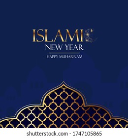 Islamic new year holiday background.  Happy Muharram. Vector Illustration EPS10