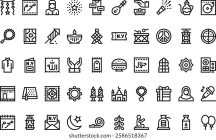 Islamic new year icons High-Quality Vector Icons Collection with Editable Stroke. Ideal for Professional and Creative Projects.