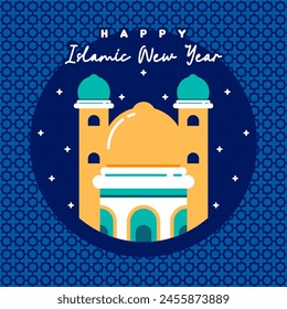 Islamische Neujahrs-Illustration Hintergrund. Flache Grußkarten Kollektion für islamisches Neujahrsfest