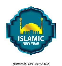 islamic new year label design premium 